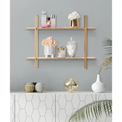30" X 24" Leigh Wood And Metal Wall Shelf White - Kate & Laurel All Things Decor -Home Decoration Store GUEST 75270af4 1826 4ee2 a903 721da01cc597