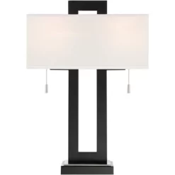 360 Lighting Neil Modern Rustic Table Lamp 26" High Black Metal With USB Charging Port White Rectangular Shade For Bedroom Living Room Bedside Desk -Home Decoration Store GUEST 7684b29a 9dc3 44bb afdd 20a3328b68f1