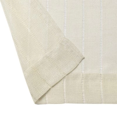 Kate Aurora 2 Piece Metallic Shimmer Chic Striped Flax Styled Sheer Grommet Top Curtains 4 Kate Aurora 2 Piece Metallic Shimmer Chic Striped Flax Styled Sheer Grommet Top Curtains - Image 4