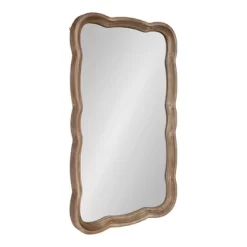 Home Decoration Store 10 24" X 38" Hatherleigh Scallop Wood Wall Mirror Rustic Brown - Kate And Laurel