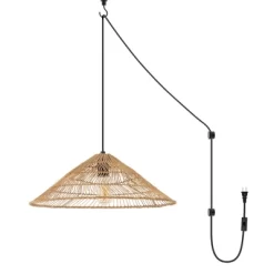 20.25" 1-Light Nova Farmhouse Coastal Rattan LED Pendant Brown - JONATHAN Y -Home Decoration Store GUEST 77738ad4 28aa 47f5 9f94 f83d6fce31b1