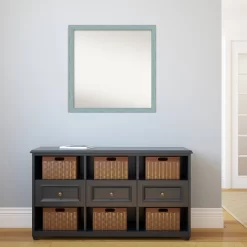 28" X 28" Non-Beveled Sky Blue Rustic Wood Wall Mirror - Amanti Art -Home Decoration Store GUEST 792f0aaa 2af2 4ea2 bcaa 59335f2e5940