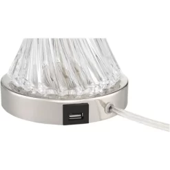 Regency Hill Luca Modern Table Lamps 25 1/2" High Set Of 2 Clear Glass With USB Charging Ports Dimmers White Fabric Drum Shade For Bedroom House Desk -Home Decoration Store GUEST 798cf970 bda5 457a a52a 1cad493ac225
