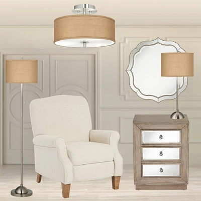 Noble Park Laureen Scalloped Round Vanity Wall Mirror Modern Beveled Glass Champagne Gold Beaded Frame 32" Wide For Bathroom Living Room Home Entryway 6 Noble Park Laureen Scalloped Round Vanity Wall Mirror Modern Beveled Glass Champagne Gold Beaded Frame 32" Wide For Bathroom Living Room Home Entryway - Image 6