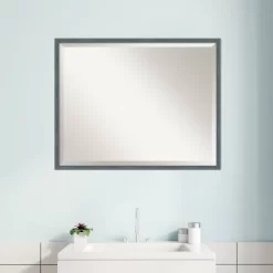 Dixie Rustic Narrow Framed Bathroom Vanity Wall Mirror Blue/Gray - Amanti Art -Home Decoration Store GUEST 7a3ebb40 d9ba 4a96 83c4 6d6758927652