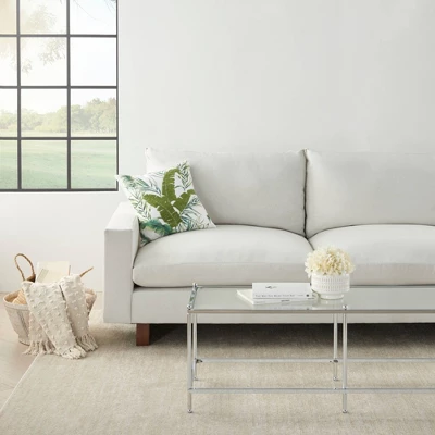 18"x18" Life Styles Towel Embroidered Palm Leave Square Throw Pillow Green - Mina Victory 2 18"x18" Life Styles Towel Embroidered Palm Leave Square Throw Pillow Green - Mina Victory - Image 2