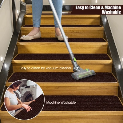 Costway 15 PCS Slip-resistant Stair Mats 30'' X 8'' Non-Slip Stair Treads Carpet 8 Costway 15 PCS Slip-resistant Stair Mats 30'' X 8'' Non-Slip Stair Treads Carpet - Image 8
