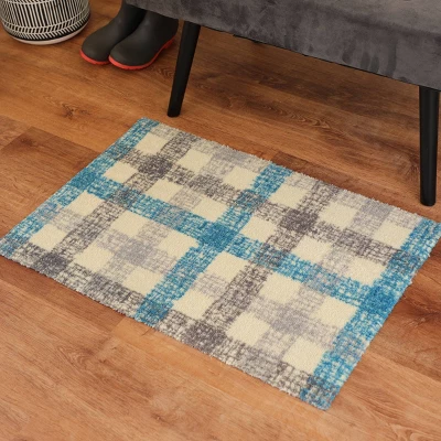2'x3' ColorStar Sketch Plaid Door Mat Khaki - Bungalow Flooring 1 2'x3' ColorStar Sketch Plaid Door Mat Khaki - Bungalow Flooring