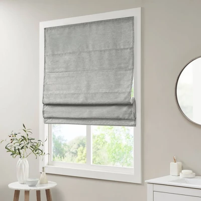 Aberdeen Printed Faux Silk Room Darkening Cordless Roman Blinds And Shade Gray 1 Aberdeen Printed Faux Silk Room Darkening Cordless Roman Blinds And Shade Gray