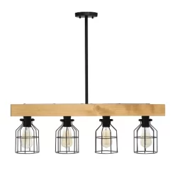 4-Light Wood Beam Pendant Brown - Lalia Home
