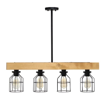 4-Light Wood Beam Pendant Brown - Lalia Home 1 4-Light Wood Beam Pendant Brown - Lalia Home