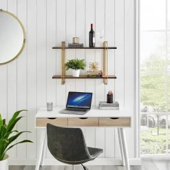 32.3" X 22" 2 Tier Metal And Wood Hanging Bracket Wall Mounted Shelf Gold - Danya B. 13 32.3" X 22" 2 Tier Metal And Wood Hanging Bracket Wall Mounted Shelf Gold - Danya B. -Home Decoration Store GUEST 7cfa89d0 31b0 43bf a56e 36953b3f4398