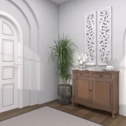 Set Of 2 Wood Floral Intricately Carved Scroll Wall Decors White - Olivia & May -Home Decoration Store GUEST 7e3f1766 759b 40b2 8290 86c9626d461e