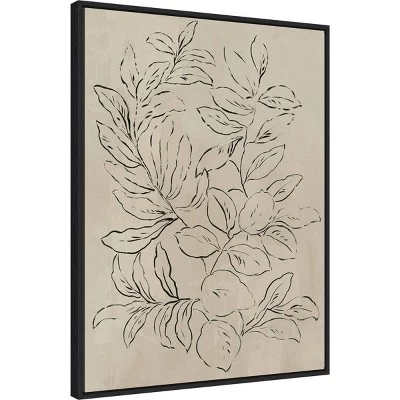 22" X 30" Outlined Leaves I By Asia Jensen Framed Canvas Wall Art Black - Amanti Art 1 22" X 30" Outlined Leaves I By Asia Jensen Framed Canvas Wall Art Black - Amanti Art