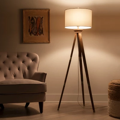 Oak Wood Tripod Floor Lamp Dark Brown - Threshold™ 3 Oak Wood Tripod Floor Lamp Dark Brown - Threshold™ - Image 3
