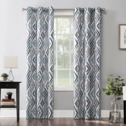 Hana Ikat Geometric Semi-Sheer Grommet Curtain Panel Teal - No.918 9 Hana Ikat Geometric Semi-Sheer Grommet Curtain Panel Teal - No.918 -Home Decoration Store GUEST 7ee9630f 02d1 48f2 9e20 5eb65f61606c