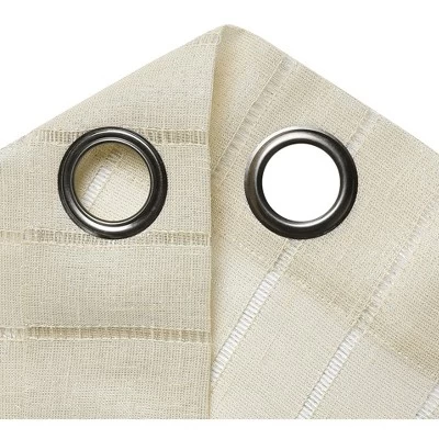 Kate Aurora 2 Piece Metallic Shimmer Chic Striped Flax Styled Sheer Grommet Top Curtains 2 Kate Aurora 2 Piece Metallic Shimmer Chic Striped Flax Styled Sheer Grommet Top Curtains - Image 2