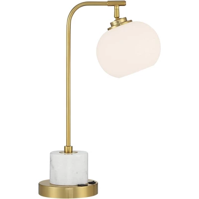 Possini Euro Design Barclay Modern Desk Lamp 23" High Warm Gold With USB Charging Port Frosted Glass Shade For Bedroom Living Room Bedside Office Kids 7 Possini Euro Design Barclay Modern Desk Lamp 23" High Warm Gold With USB Charging Port Frosted Glass Shade For Bedroom Living Room Bedside Office Kids - Image 7