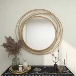 Metal Wall Mirror With Overlapping Ring Frame Gold - Olivia & May -Home Decoration Store GUEST 803145f7 dfc0 46da 8772 c12f0ab79829