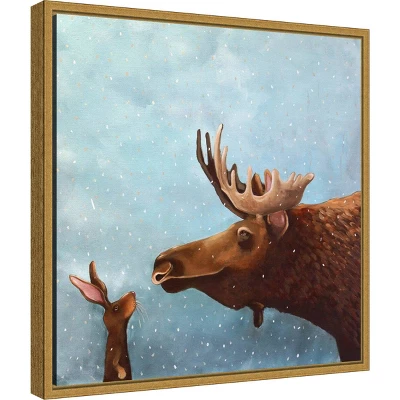 16" X 16" Moose And Rabbit By Lucia Stewart Framed Canvas Wall Art - Amanti Art 1 16" X 16" Moose And Rabbit By Lucia Stewart Framed Canvas Wall Art - Amanti Art