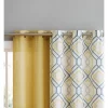 Kate Aurora Coordinating 4 Piece Geometric & Solid Grommet Top Window Curtain Set