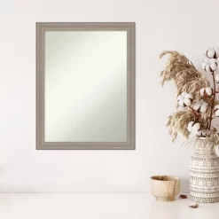 21" X 27" Non-Beveled Curve Gray Wash Wood Wall Mirror - Amanti Art -Home Decoration Store GUEST 8158ed91 537e 4340 8bc6 e6903417385a