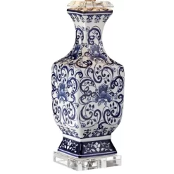 Barnes And Ivy Table Lamps 28" Tall Set Of 2 Porcelain Blue Floral Jar Geneva White Drum Shade For Living Room Family Bedroom Bedside -Home Decoration Store GUEST 82209bea 8669 44b0 a591 66283e6c7dc6