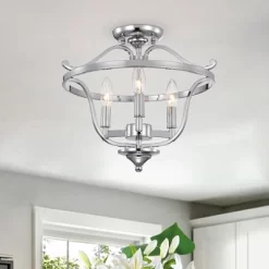 15" X 15" X 13" Karl Semi Flush Mount Ceiling Light Silver - Warehouse Of Tiffany