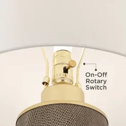 360 Lighting Gilson Modern Table Lamps 24 1/2" High Set Of 2 Gray Glaze Ceramic White Drum Shade For Bedroom Living Room Bedside Nightstand Office -Home Decoration Store GUEST 84fe4c40 0933 4eec 989d 52935f9b0341