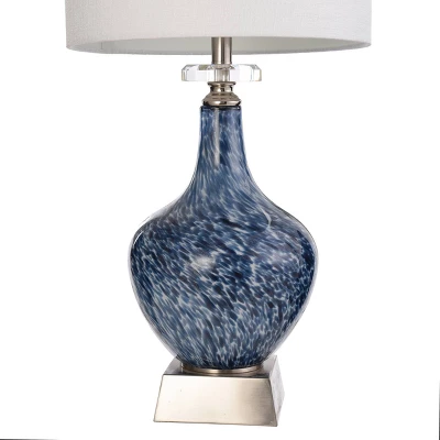 Gemma Silsden Marbled Blue Table Lamp With Fabric Shade White - StyleCraft 2 Gemma Silsden Marbled Blue Table Lamp With Fabric Shade White - StyleCraft - Image 2