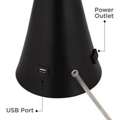 360 Lighting Karl Modern Table Lamps 28 1/4" Tall Set Of 2 Black Metal With USB And AC Power Outlet In Base White Drum Shade For Bedroom Living Room -Home Decoration Store GUEST 856d687d 6563 4d59 a7bf 5498d92bf60b