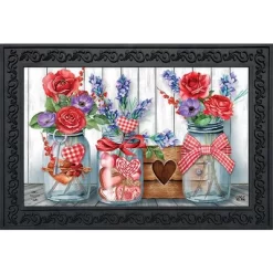 Love Filled Mason Jars Valentine's Day Doormat Indoor Outdoor 30" X 18" Briarwood Lane