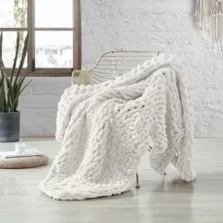 Modern Threads Hand Knit Chenille Chunky Knit Throw.