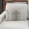 12"x21" Raised Print Leopard Outdoor Lumbar Throw Pillow White/Black - Mina Victory