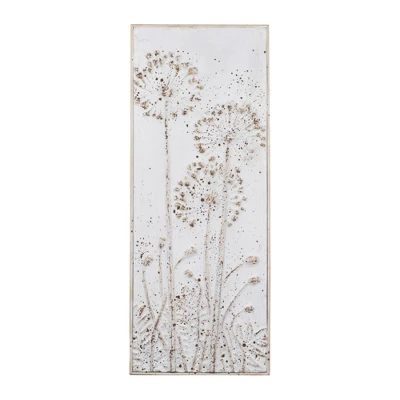 Set Of 2 Metal Decorative Wall Décor With Flowers White - Storied Home 6 Set Of 2 Metal Decorative Wall Décor With Flowers White - Storied Home - Image 6