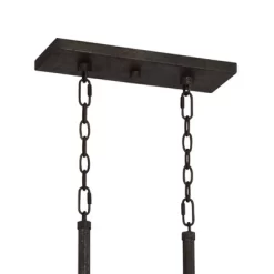 Franklin Iron Works Eldrige Bronze Faux Wood Pot Rack Linear Pendant Chandelier 36 1/2" Wide Rustic Farmhouse Seeded Glass 4-Light For Dining Room -Home Decoration Store GUEST 8735a569 b6bb 431e 8a1d 41db9233a782