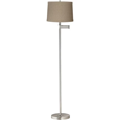 360 Lighting Modern Floor Lamp Swing Arm 60.5" Tall Brushed Nickel Natural Linen Drum Shade For Living Room Reading Bedroom Office 1 360 Lighting Modern Floor Lamp Swing Arm 60.5" Tall Brushed Nickel Natural Linen Drum Shade For Living Room Reading Bedroom Office