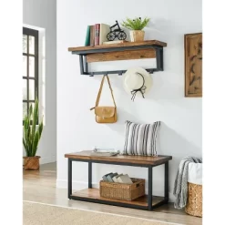 Claremont Rustic Wood Coat Hook With Shelf Dark Brown - Alaterre Furniture -Home Decoration Store GUEST 88eccc16 b51c 463b afa1 5a0543c2d351