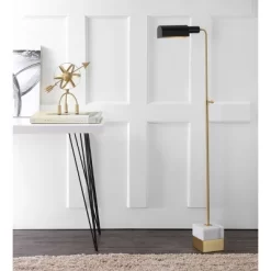 56.5" Iva Adjustable Library Floor Lamp Gold (Includes LED Light Bulb) -JONATHAN Y