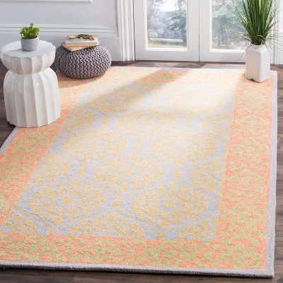 2'x3' Leaf Hooked Accent Rug Orange/Silver - Safavieh 2 2'x3' Leaf Hooked Accent Rug Orange/Silver - Safavieh - Image 2