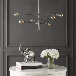 36" 6-Light Atlas Modern Vintage Iron Arm-Adjustable LED Chandelier Chrome - JONATHAN Y -Home Decoration Store GUEST 8921b2fb 4ac9 4bad b9f8 9c028274fc6c
