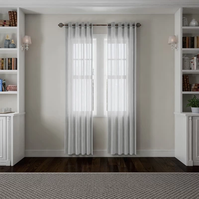 Hastings Home 3/4" X 48-84" Curtain Rod With Decorative Twisted Sphere Finials & Hardware For Home Décor In Bedroom & Kitchen - Brass 2 Hastings Home 3/4" X 48-84" Curtain Rod With Decorative Twisted Sphere Finials & Hardware For Home Décor In Bedroom & Kitchen - Brass - Image 2