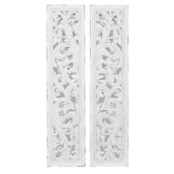 Set Of 2 Wood Floral Intricately Carved Scroll Wall Decors White - Olivia & May -Home Decoration Store GUEST 89b45881 5b02 4630 b680 653f5b4ae42a