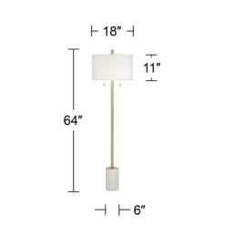 Possini Euro Design Luxe Italian Style Floor Lamp 64" Tall Gold Metal White Linen Drum Shade For Living Room Reading House Bedroom Office -Home Decoration Store GUEST 89bbcebf 2110 46f5 b1ed b2ce190f59ea