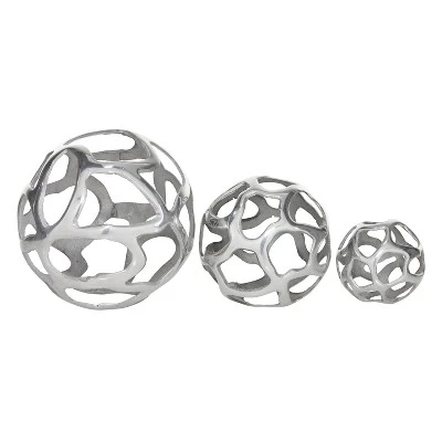 Set Of 3 Decorative Aluminum Balls - Olivia & May 2 Set Of 3 Decorative Aluminum Balls - Olivia & May - Image 2