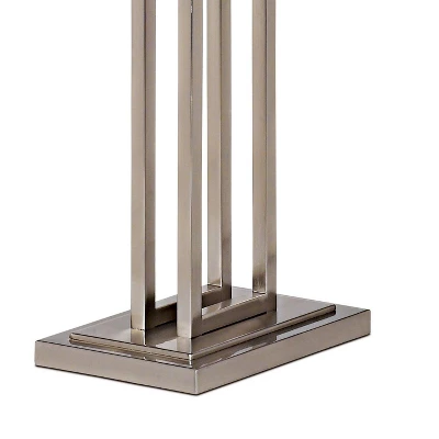 Possini Euro Design Modern Floor Lamp 62" Tall Brushed Nickel Openwork Rectangular Profile Off White Fabric Shade For Living Room Reading 3 Possini Euro Design Modern Floor Lamp 62" Tall Brushed Nickel Openwork Rectangular Profile Off White Fabric Shade For Living Room Reading - Image 3