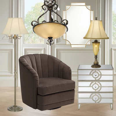 Regency Hill Montebello Vintage Retro Floor Lamp Standing 59" Tall Antique Brass Metal Soft Tan Bell Shade For Living Room Bedroom Office House Home 7 Regency Hill Montebello Vintage Retro Floor Lamp Standing 59" Tall Antique Brass Metal Soft Tan Bell Shade For Living Room Bedroom Office House Home - Image 7