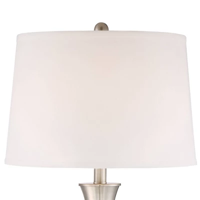 360 Lighting Simon Modern Table Lamps Set Of 2 With Square Risers 27" Tall Brushed Nickel USB Charging Port White Shade For Bedroom Living Room Desk 2 360 Lighting Simon Modern Table Lamps Set Of 2 With Square Risers 27" Tall Brushed Nickel USB Charging Port White Shade For Bedroom Living Room Desk - Image 2