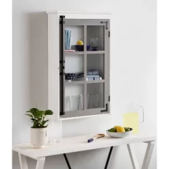 19.5" X 6" X 31.5" Hutchins Decorative Rustic Wall Cabinet White/Gray - Kate & Laurel All Things Decor -Home Decoration Store GUEST 8e50819c d948 442c ab04 11f64cacb4ea