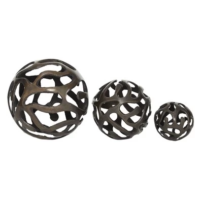 Set Of 3 Decorative Aluminum Balls - Olivia & May 9 Set Of 3 Decorative Aluminum Balls - Olivia & May - Image 9
